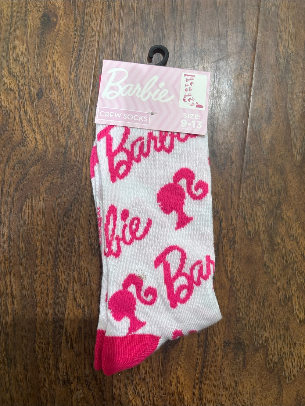 Barbie Pink and White Logo Crew Socks